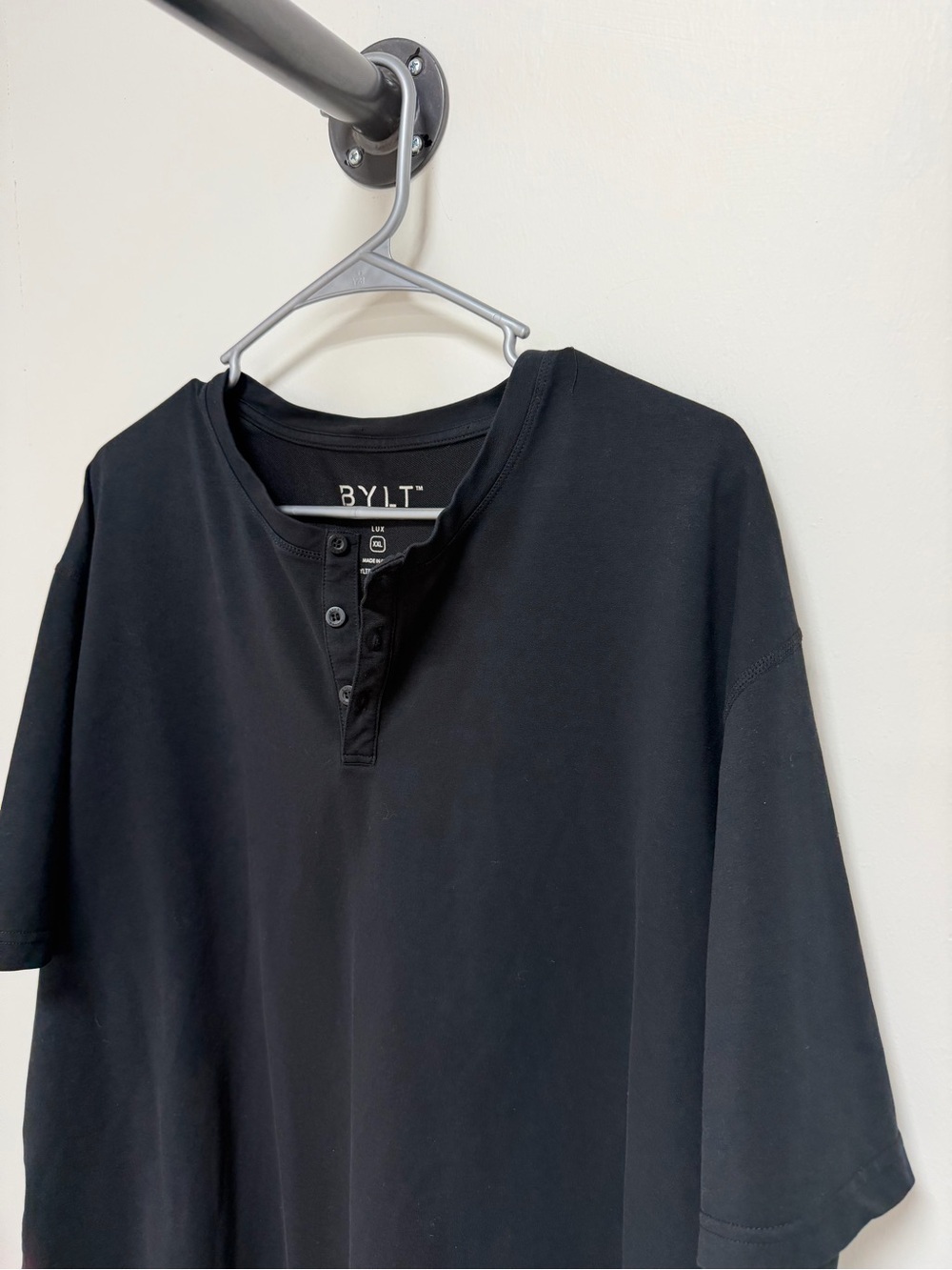 Men's BYLT Black Henley Short-Sleeve Shirt